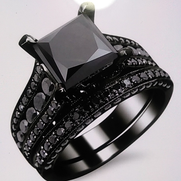 NEW 💎18K BLACK SAPPHIRE STERLING SILVER RING - Picture 2 of 7